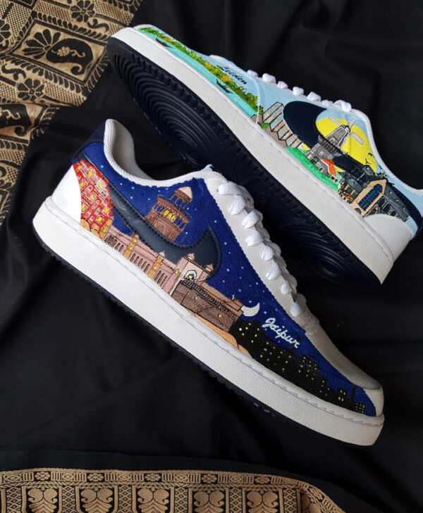 VILLAGE MOON NIGHT CLOUD DARK LIGHT BLUE BLACK CUSTOM AIR FORCE 1 - Image 11