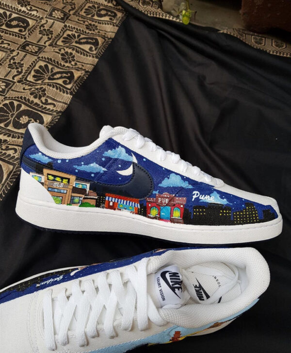 VILLAGE MOON NIGHT CLOUD DARK LIGHT BLUE BLACK CUSTOM AIR FORCE 1 - Image 14