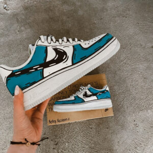 TEAL BLUE CARTOON CUSTOM AIR FORCE 1