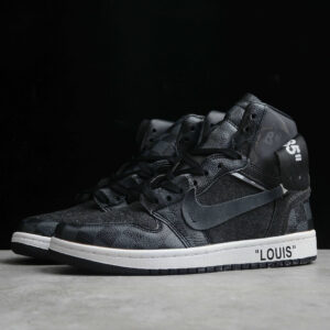 BLACK OFF-LOUIS LV CUSTOM AIR JORDAN 1