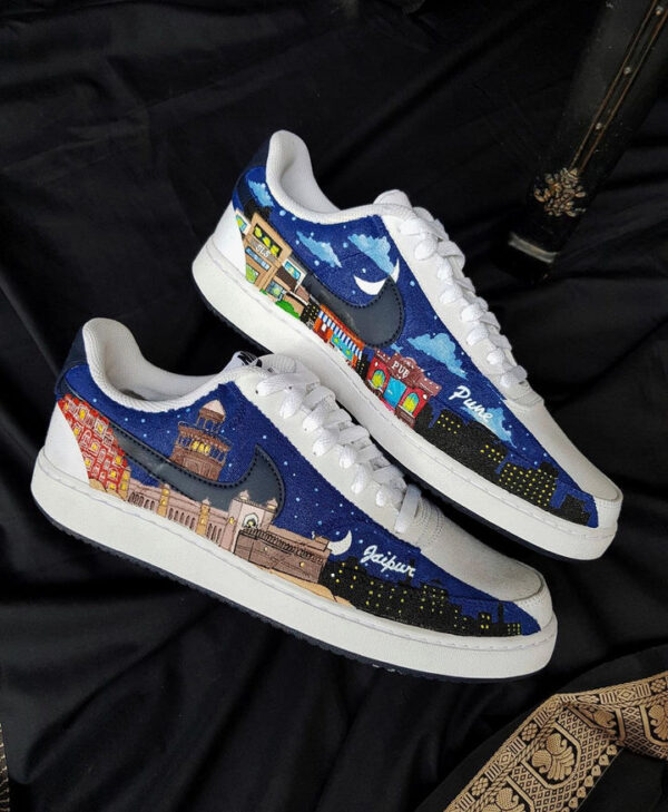 VILLAGE MOON NIGHT CLOUD DARK LIGHT BLUE BLACK CUSTOM AIR FORCE 1 - Image 15