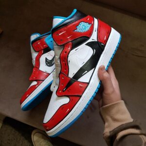 BLACK RED BLUE CUSTOM AIR JORDAN 1