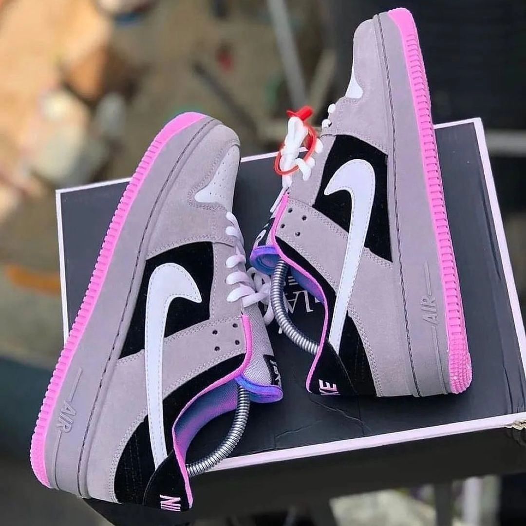 PINK GRAY WHITE BLACK CUSTOM NIKE AIR FORCE 1