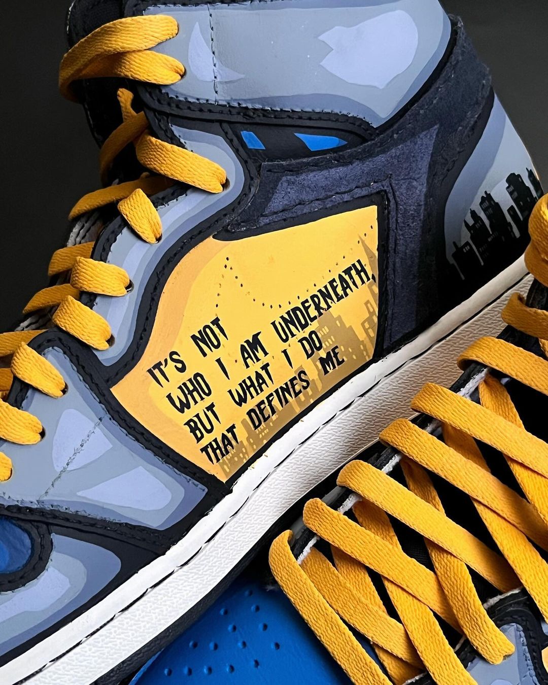 NIGHT BUILDING GRAY BLACK YELLOW CUSTOM AIR JORDAN 1 - Image 3