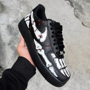 SKELETON BLACK WHITE RED CUSTOM AIR FORCE 1