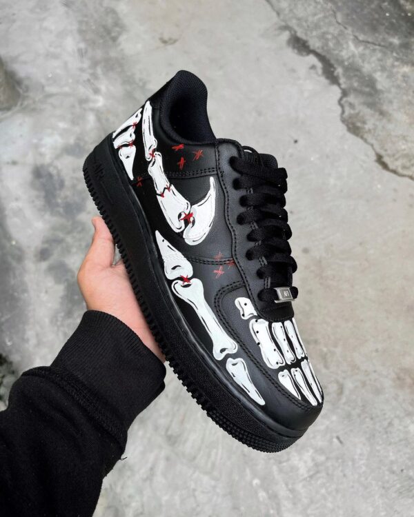 SKELETON BLACK WHITE RED CUSTOM AIR FORCE 1