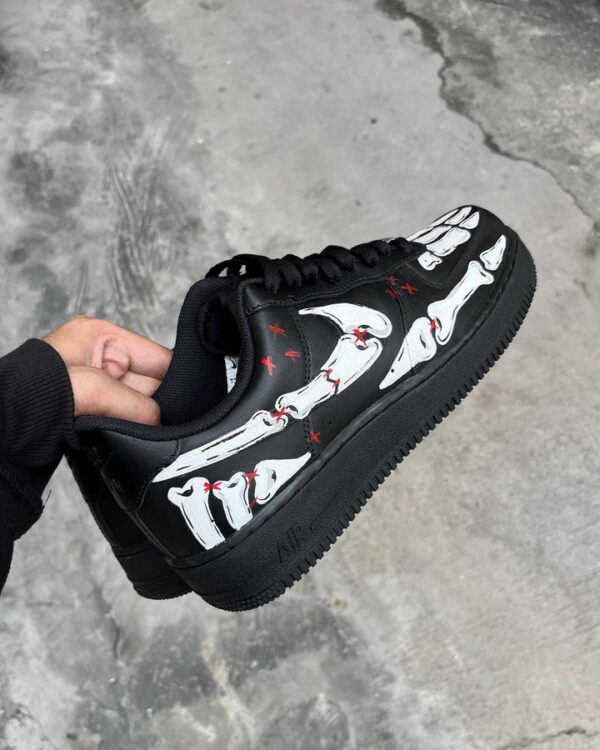 SKELETON BLACK WHITE RED CUSTOM AIR FORCE 1 - Image 8