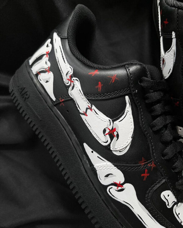 SKELETON BLACK WHITE RED CUSTOM AIR FORCE 1 - Image 9