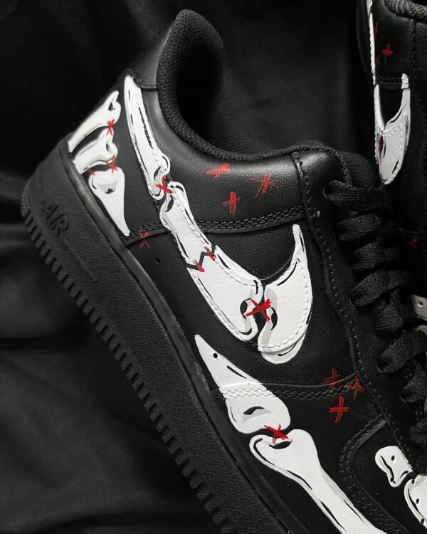 SKELETON BLACK WHITE RED CUSTOM AIR FORCE 1 - Image 3