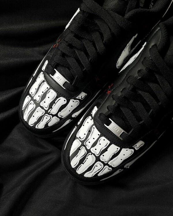 SKELETON BLACK WHITE RED CUSTOM AIR FORCE 1 - Image 4