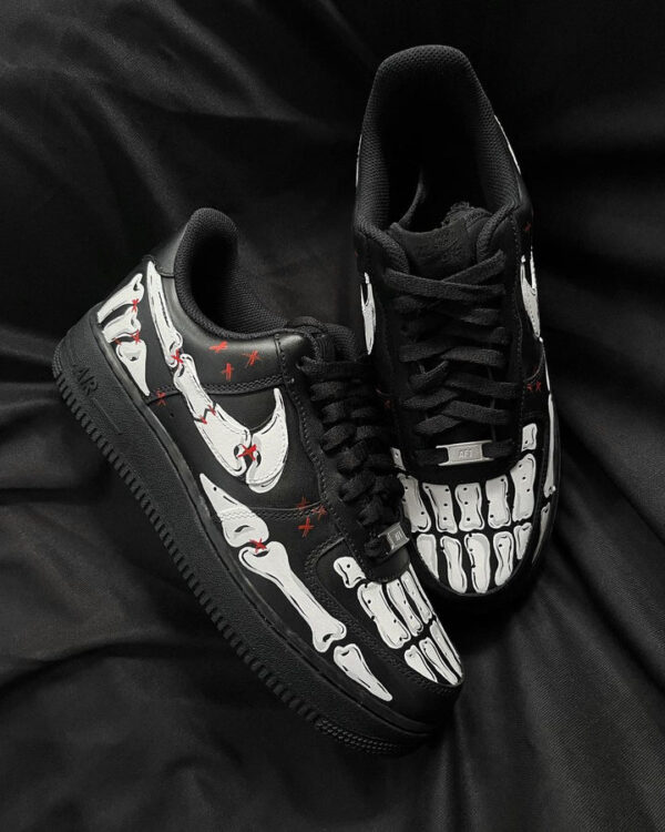 SKELETON BLACK WHITE RED CUSTOM AIR FORCE 1 - Image 11