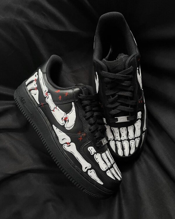 SKELETON BLACK WHITE RED CUSTOM AIR FORCE 1 - Image 5