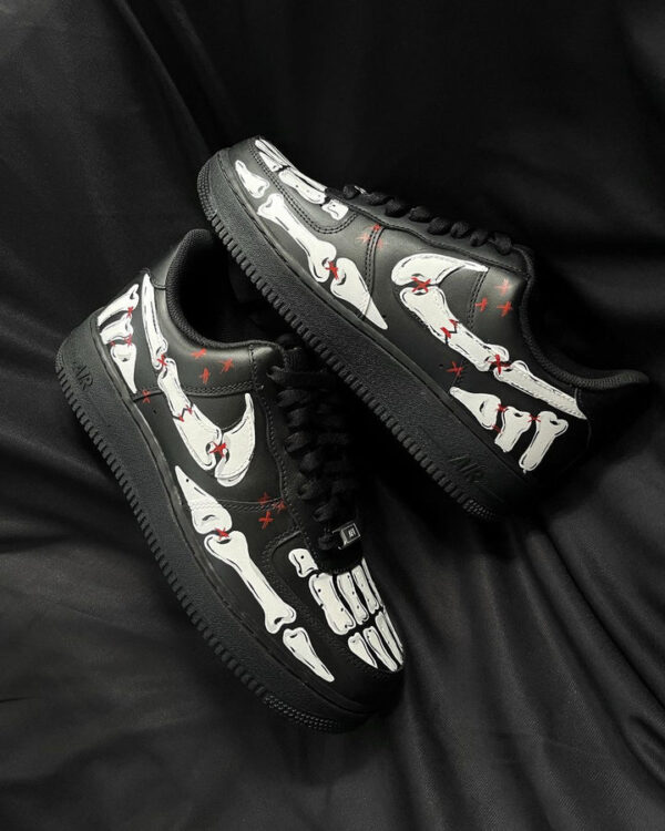 SKELETON BLACK WHITE RED CUSTOM AIR FORCE 1 - Image 12
