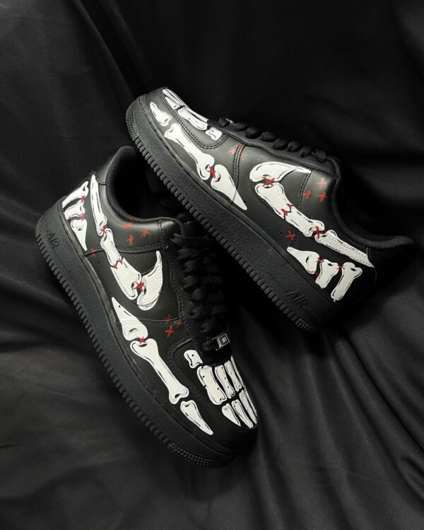 SKELETON BLACK WHITE RED CUSTOM AIR FORCE 1 - Image 6