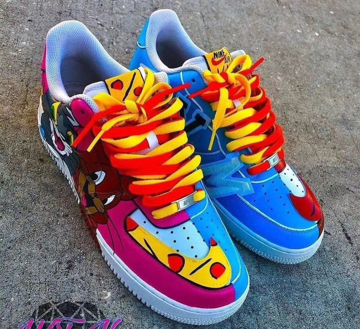 CARTOON MOUSE CAT BLUE YELLOW PURPLE CUSTOM AIR FORCE 1 - Image 3