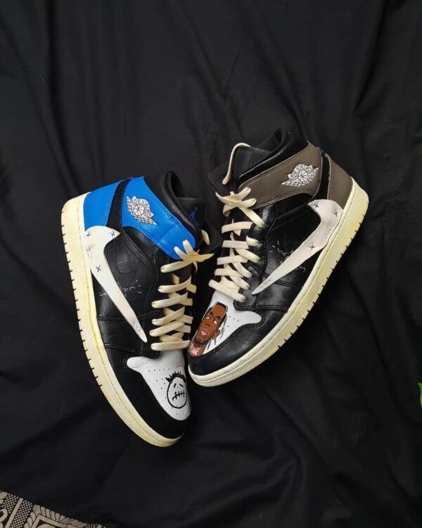 CARTOON ROLE BLACK DARK BROWN CUSTOM AIR JORDAN 1