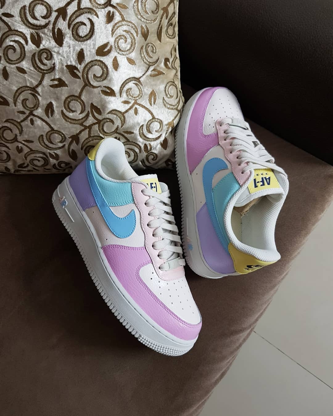 BLUE PURPLE PINK GOLD CUSTOM AIR FORCE 1