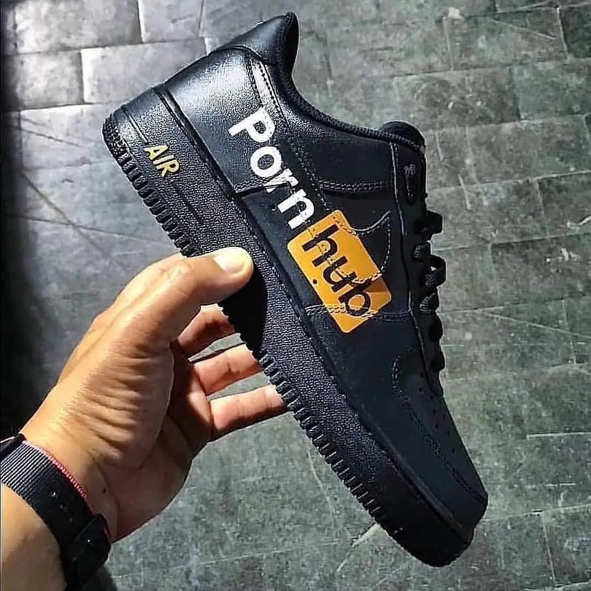 BLACK WHITE YELLOW CUSTOM AIR FORCE 1