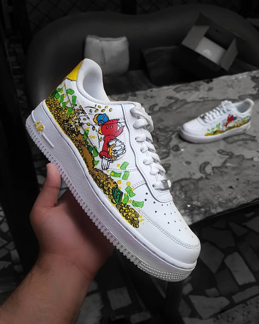 CARTOON DUCK GOLD COIN RED GREEN CUSTOM AIR FORCE 1 - Image 2