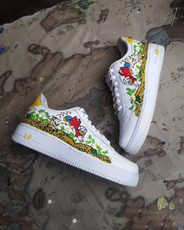 CARTOON DUCK GOLD COIN RED GREEN CUSTOM AIR FORCE 1