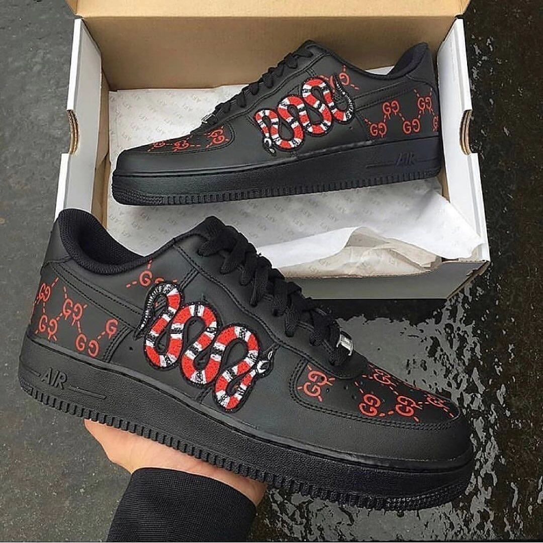 BLACK RED SNAKE CUSTOM AIR FORCE 1