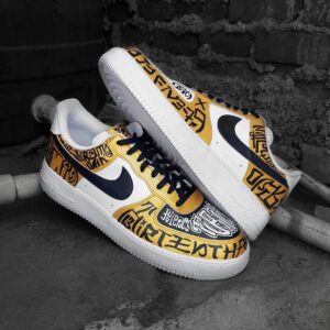 GOTHIC BLACK YELLOW FONT CUSTOM AIR FORCE 1