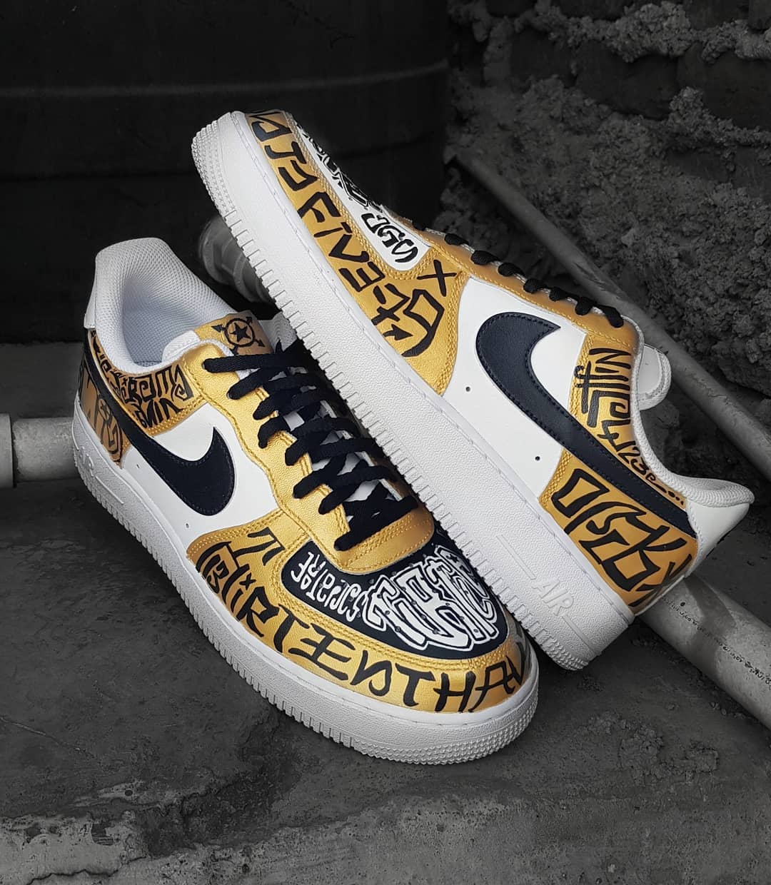 GOTHIC BLACK YELLOW FONT CUSTOM AIR FORCE 1 - Image 2