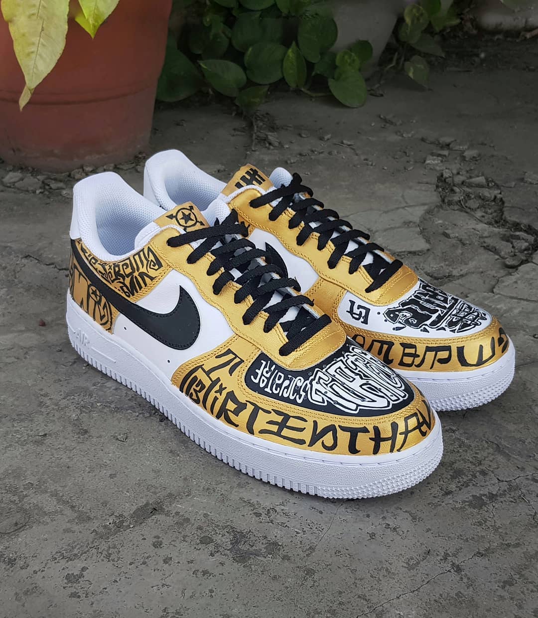 GOTHIC BLACK YELLOW FONT CUSTOM AIR FORCE 1 - Image 5