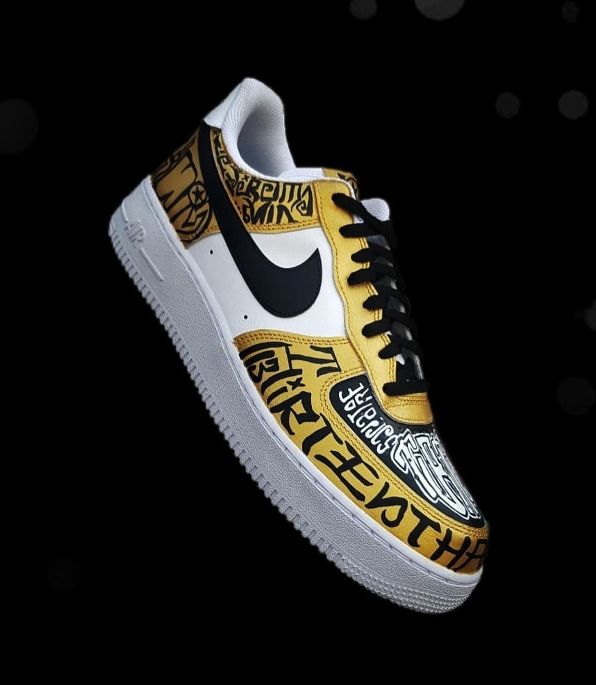 GOTHIC BLACK YELLOW FONT CUSTOM AIR FORCE 1 - Image 9