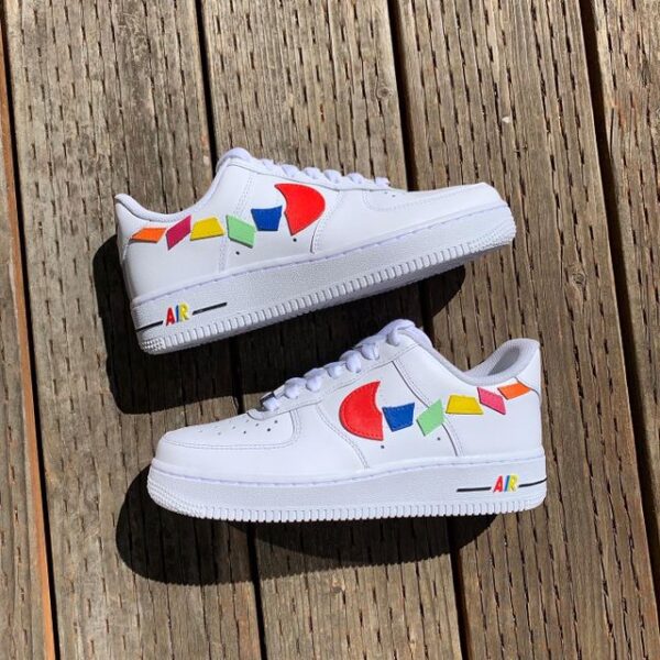 Colorful And Red Destroyed Swoosh AF1
