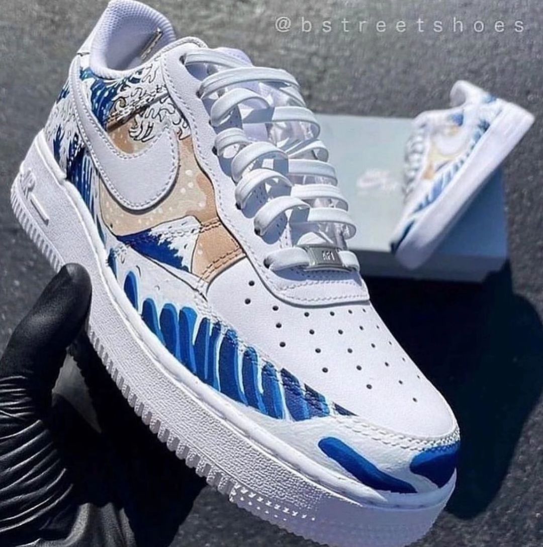 WAVE VOLCANO WHITE BLUE KHAKI CUSTOM AIR FORCE 1