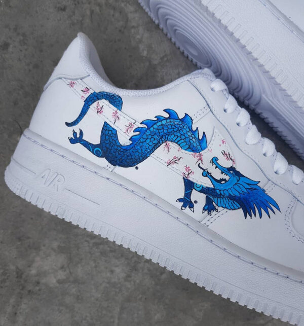 PLUM BLOSSOM DRAGON PINK BLUE CUSTOM AIR FORCE 1 - Image 8