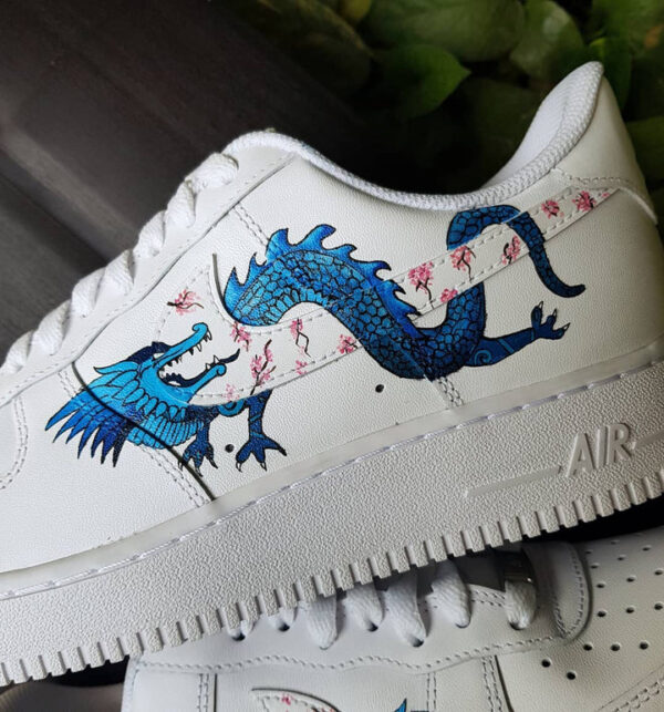 PLUM BLOSSOM DRAGON PINK BLUE CUSTOM AIR FORCE 1 - Image 9