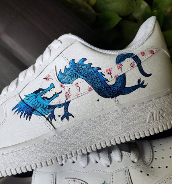 PLUM BLOSSOM DRAGON PINK BLUE CUSTOM AIR FORCE 1 - Image 4