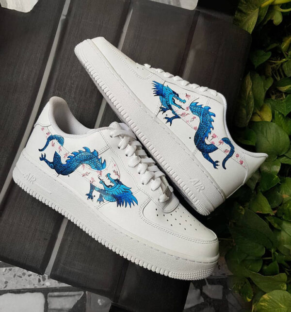PLUM BLOSSOM DRAGON PINK BLUE CUSTOM AIR FORCE 1 - Image 10
