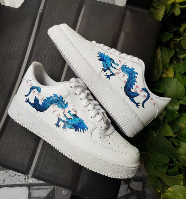 PLUM BLOSSOM DRAGON PINK BLUE CUSTOM AIR FORCE 1 - Image 5