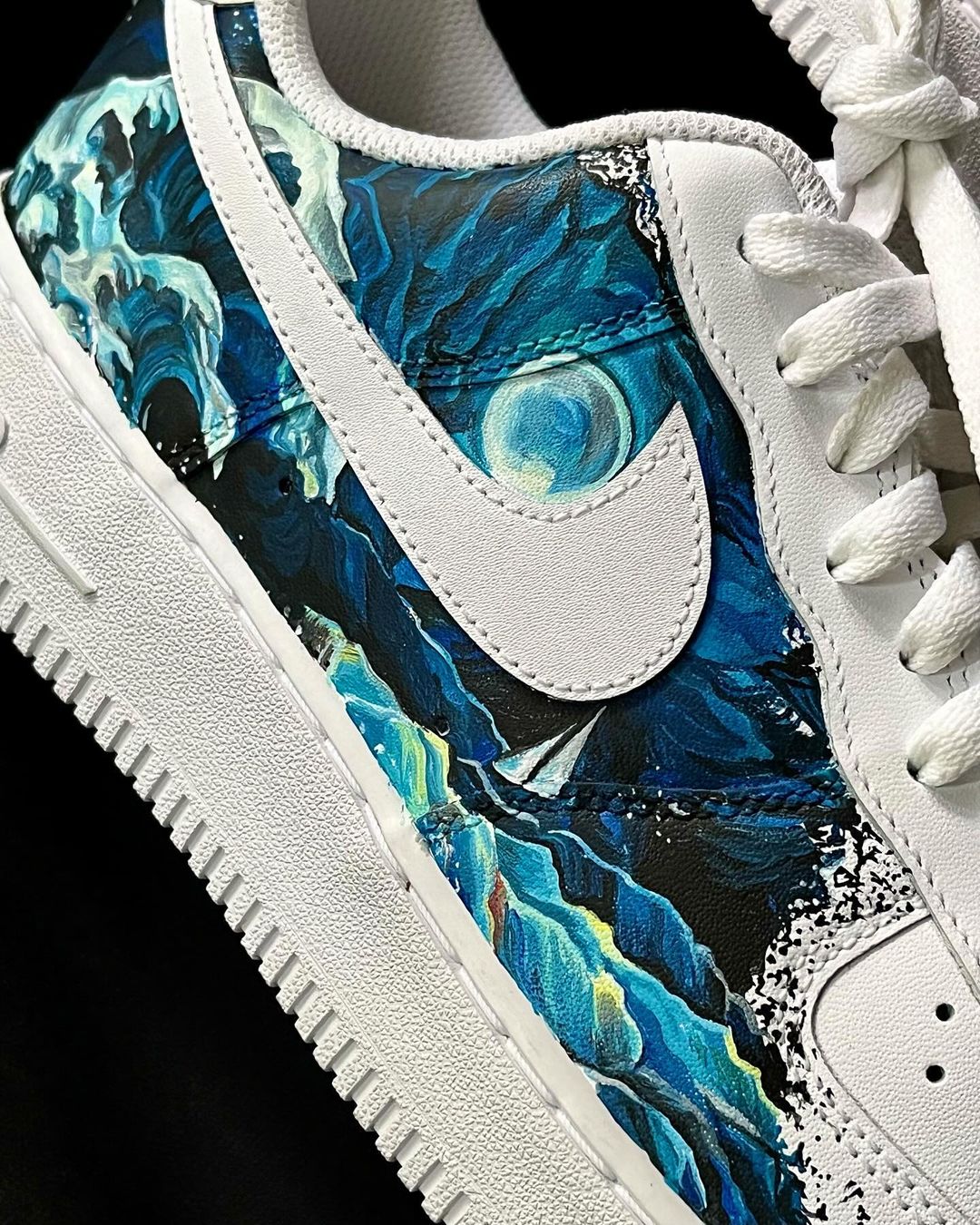 WAVES SNOW-CAPPED MOUNTAIN BLUE YELLOW BLACK CUSTOM AIR FORCE 1 - Image 3