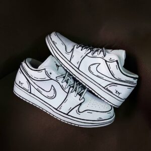WHITE BLACK LINE CUSTOM AIR JORDAN 1