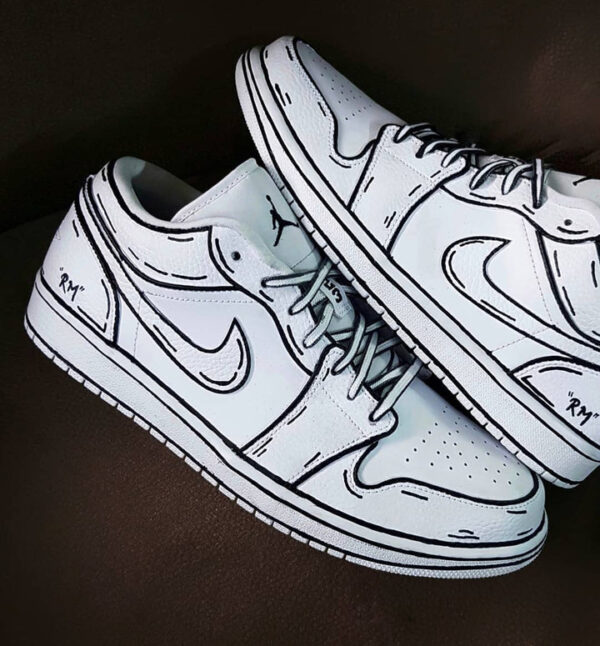 WHITE BLACK LINE CUSTOM AIR JORDAN 1 - Image 6