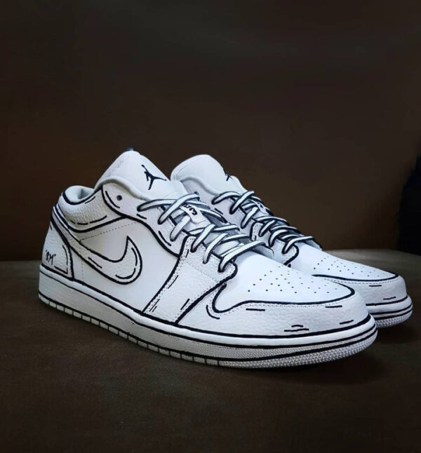 WHITE BLACK LINE CUSTOM AIR JORDAN 1 - Image 7
