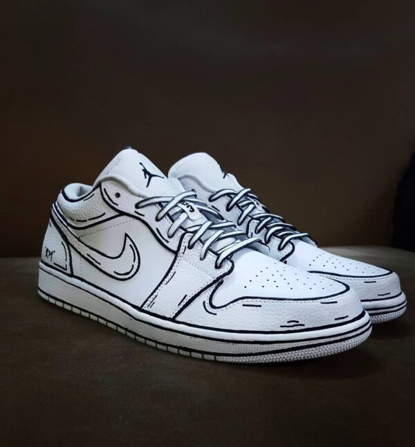 WHITE BLACK LINE CUSTOM AIR JORDAN 1 - Image 3