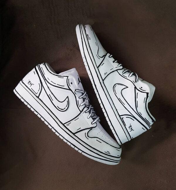 WHITE BLACK LINE CUSTOM AIR JORDAN 1 - Image 8