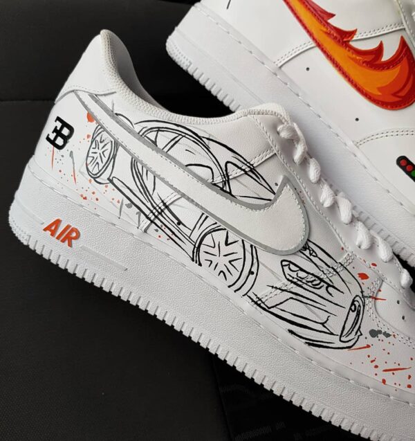 CAR FIRE SWOOSH ORANGE WHITE CUSTOM AIR FORCE 1