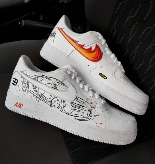 CAR FIRE SWOOSH ORANGE WHITE CUSTOM AIR FORCE 1 - Image 2