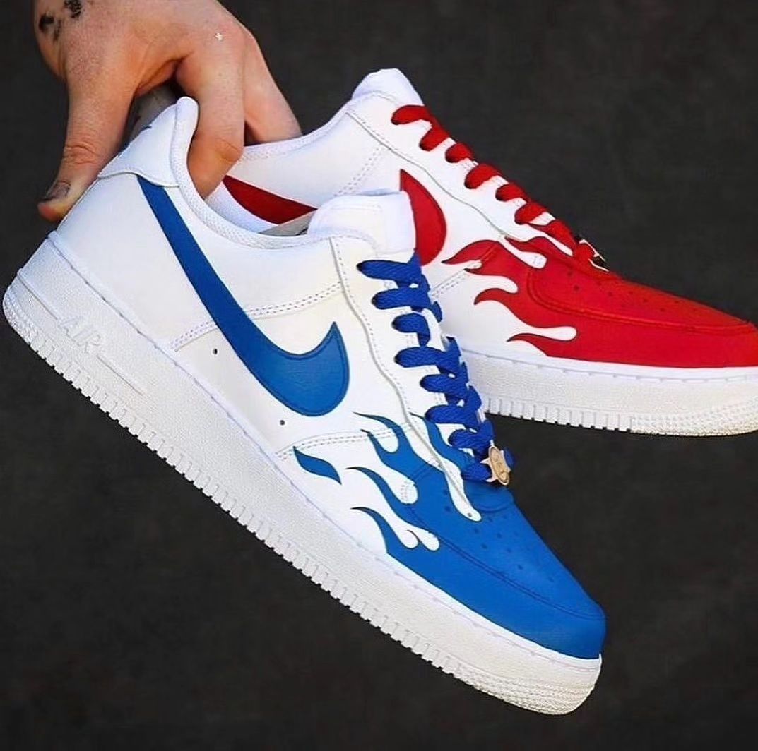 BLUE RED FIRE CUSTOM AIR FORCE 1