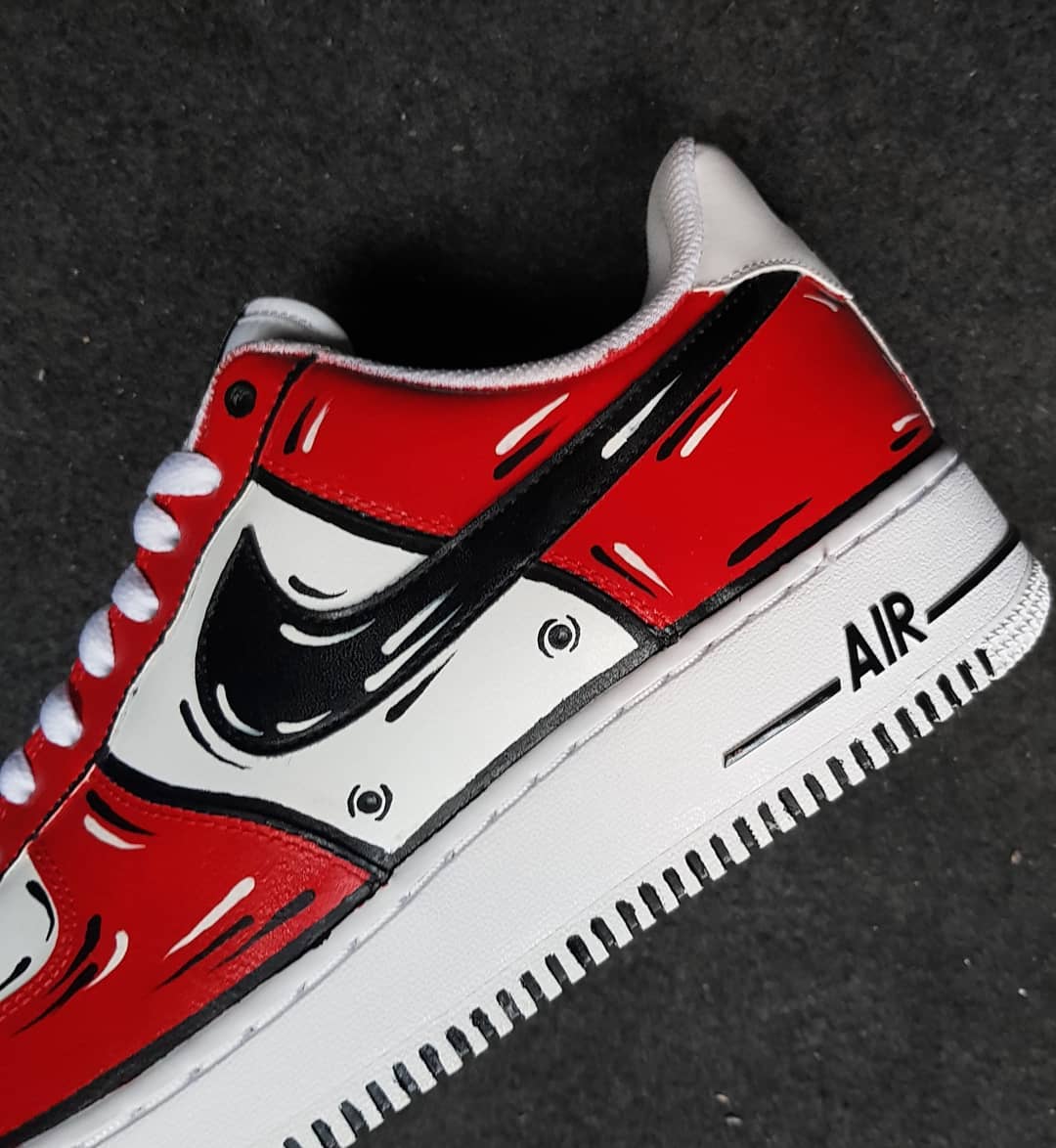 RED BLACK CUSTOM AIR FORCE 1 - Image 3