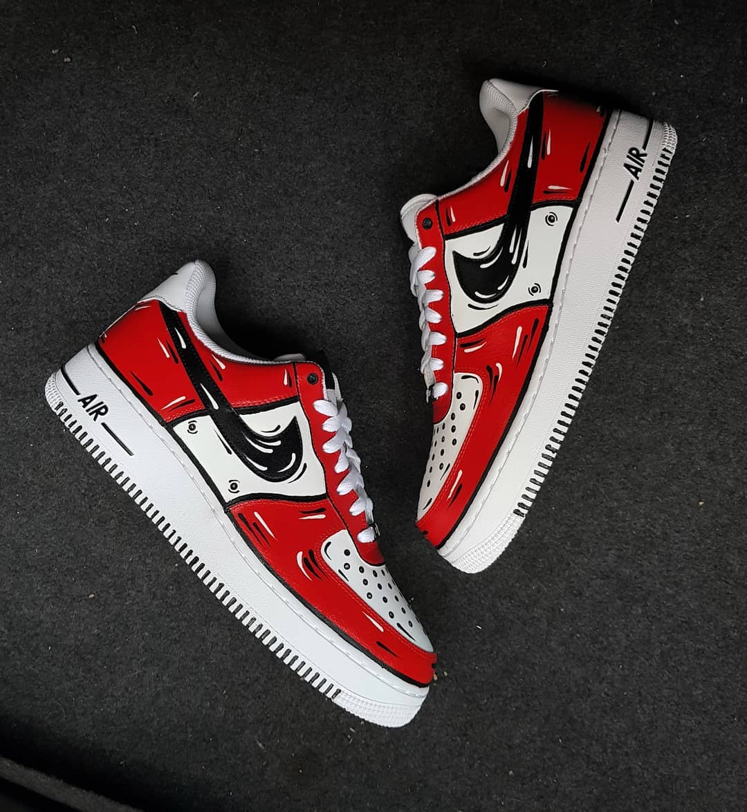 RED BLACK CUSTOM AIR FORCE 1
