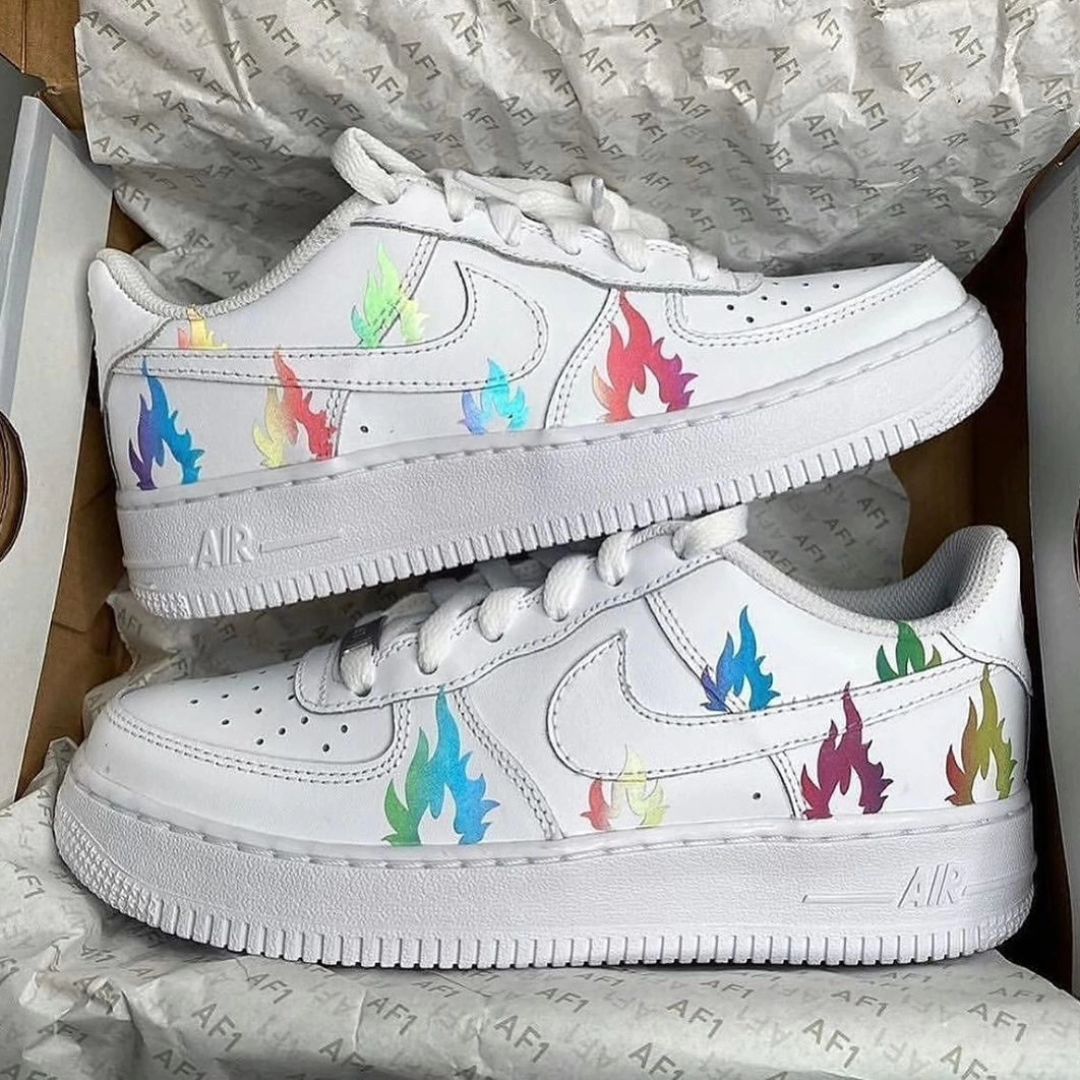 BLUE RED FIRE CUSTOM AIR FORCE 1