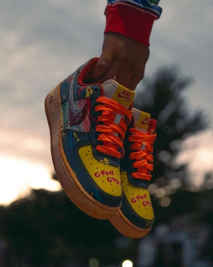 BLUE YELLOW DRIPPING BLOOD SWOOSH CUSTOM AIR FORCE 1 - Image 9