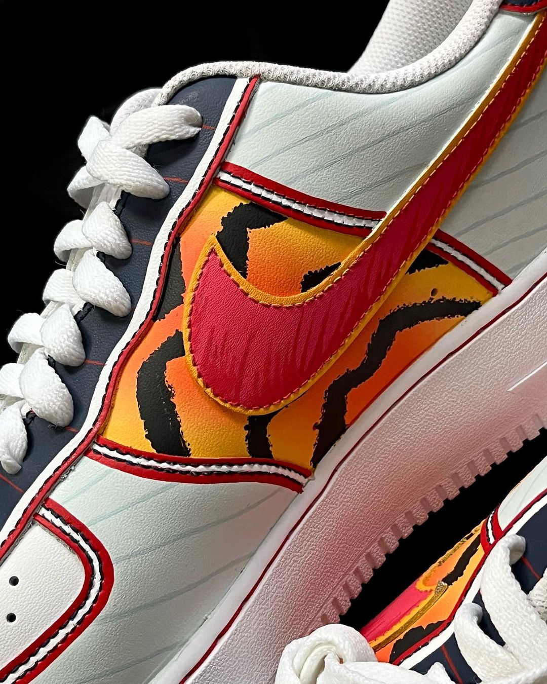 RED BLACK ORANGE CUSTOM AIR FORCE 1 - Image 3